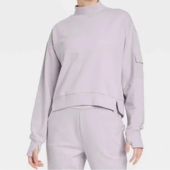 NWT Cropped Length French Terry Sweatshirt - Picture 1 of 12